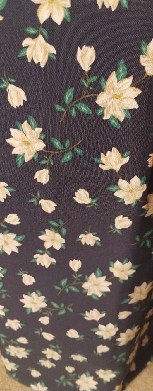 Joann Draper James Navy Magnolia Floral Print Premium Outdoor Canvas Fabric BTY